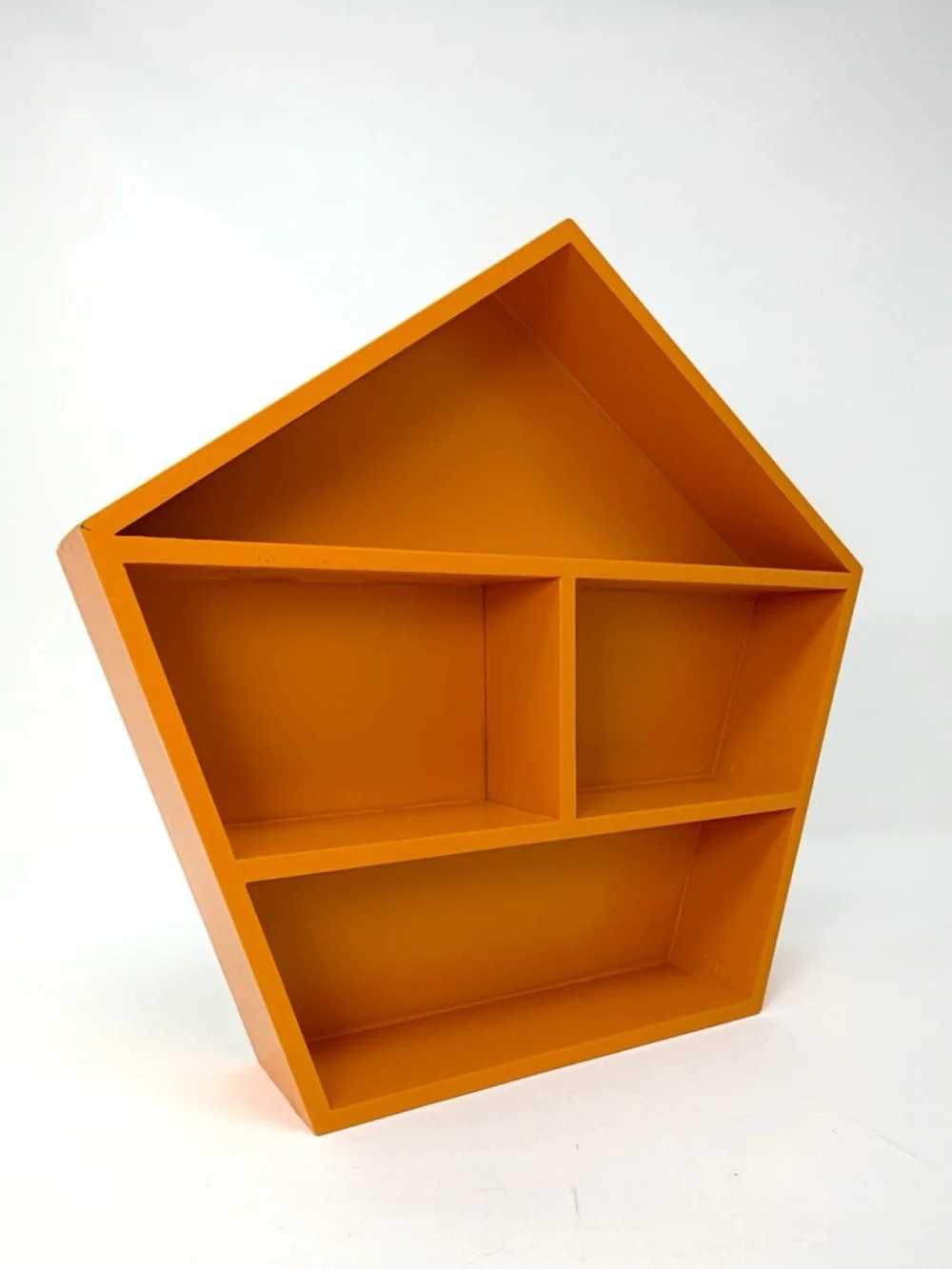 Orange Wall Shelf Trinket Display Organizer Geometric Hanging 10in